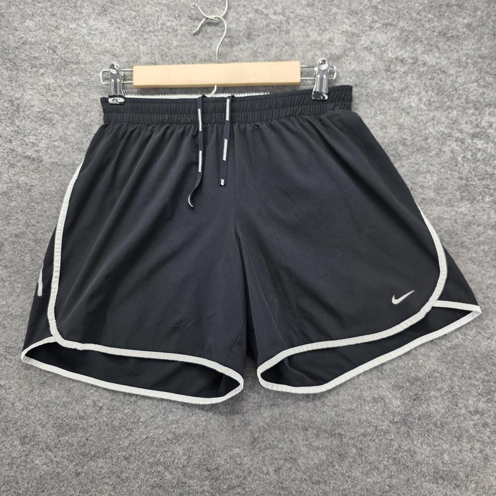 Nike Shorts Womens Medium Black White Dri-FIT Running Lined Split Hem Athletic